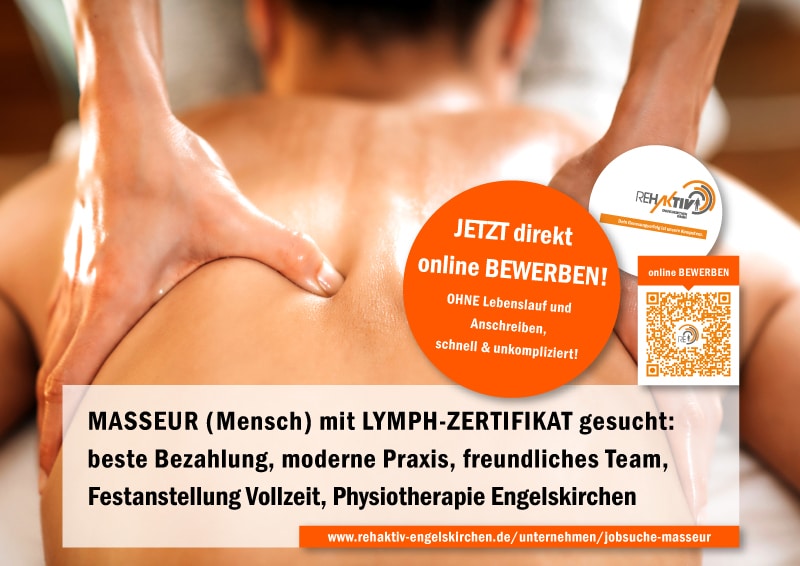 Jobsuche / Stellenanzeige Masseur mit Lymph-Zertifikat in Engelskirchen